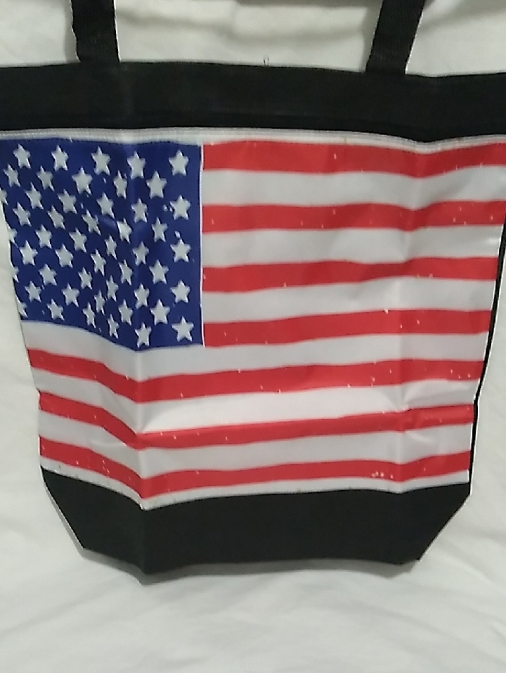 American Flag Tote Bag Front Zipper Pocket - Patriotic Red White Blue (L1)